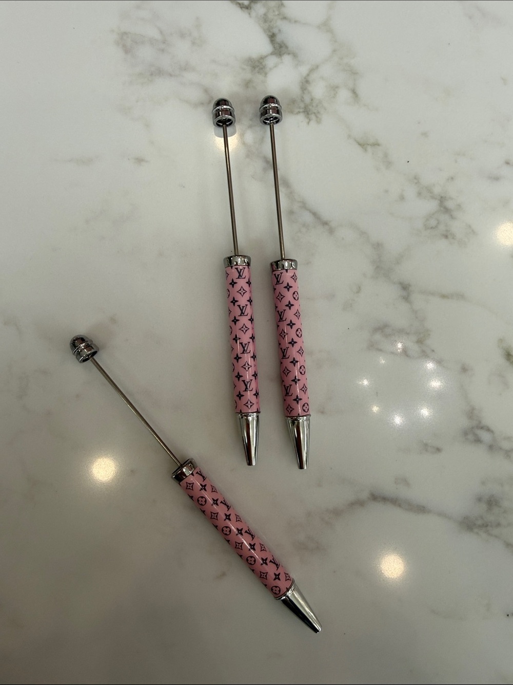Hand Crafted Pink And Silver Writing Pens!